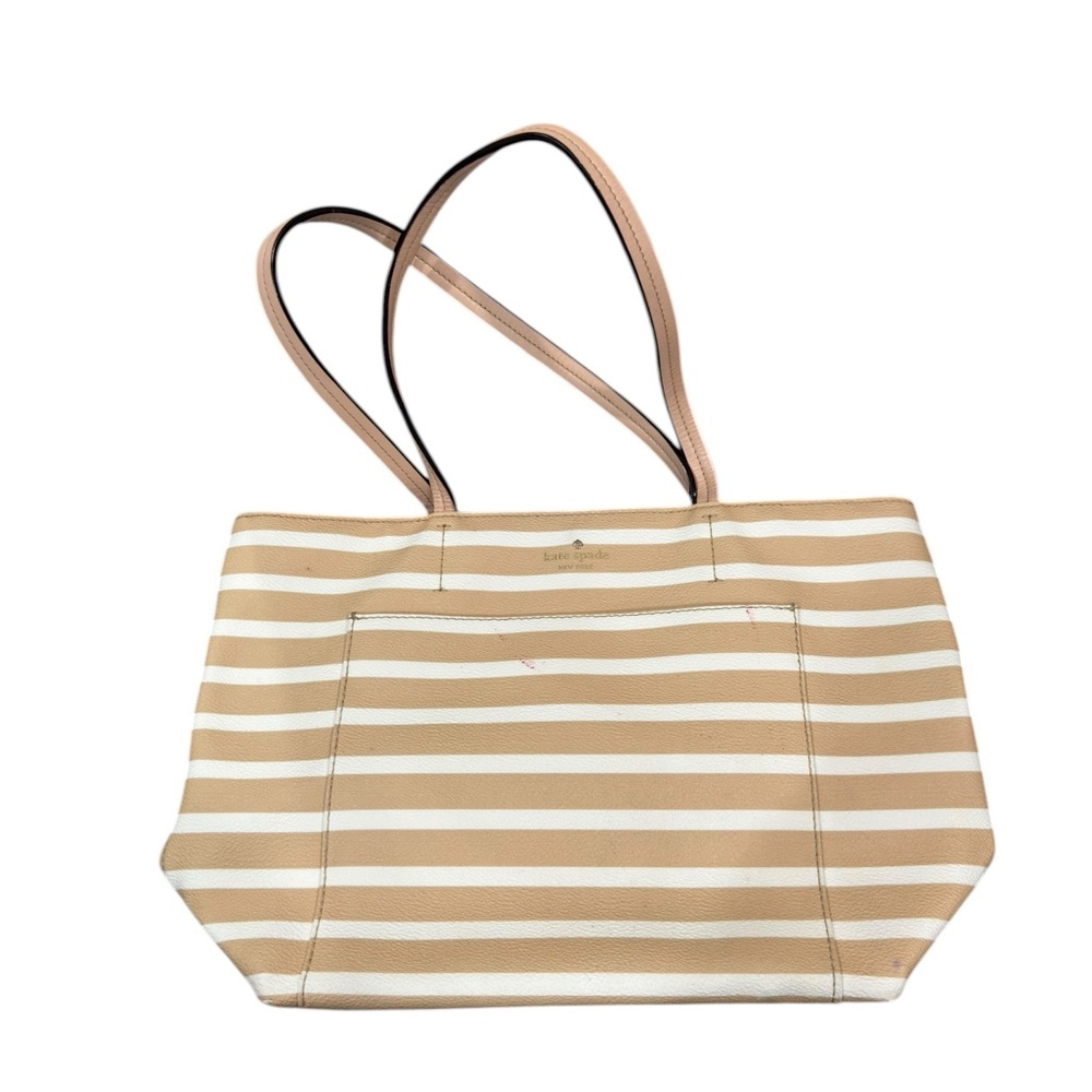 Kate‎ Spade Beige and White Striped Tote